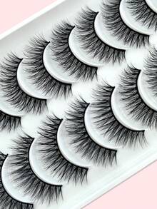 10 Pairs 12mm Natural Looking False Eyelashes - Black - View 2