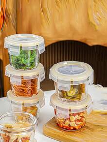 1pc Mini Thickened Glass Food Storage Container With Airtight Lid, Suitable For Picnic, Meal Prep, Refrigerator Storage, Microwave And Freezer, Cute Compact Design ((Actual Container Is Relatively Small) - Multicolor - View 5