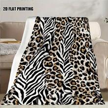 Luxury 280GSM Black Leopard & Zebra Animal Print Flannel Blanket - Soft Cozy Bedspread Suitable For Couch, Bed, Camping - - Warm Gift For,, Pets (Birthday, Christmas) - Contemporary Wildlife - Nhiều màu - Xem 2