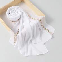 1pc New Women's Chiffon Retro Embroidered Headscarf Shawl, Style Long Scarf Hijabs - Multicolor - View 10