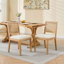 Dining Chairs - Beige + Linen + Foam-1 - View 2