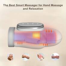 智能手部按摩器，压力按摩，加热功能，5档强度调节，3种模式，符合人体工学设计，贴合手掌和手指，适用于多种场景，是母亲节/节日送礼佳品。 - 白色 - 查看 7