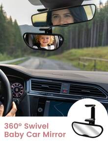 Clip Baby Car Mirror – Rear Facing Car Mirror For Baby, Over-The-Mirror Design, Shatterproof Glass, 360° Swivel, Universal Fit For Rearview Mirror – Toddler Car Safety Essential, Baby Car Accessories - 彩色 - 查看 6