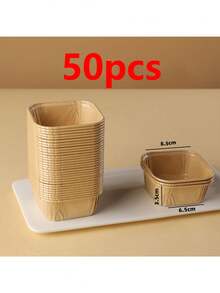 50 chiếc cốc giấy vuông dùng một lần, dày dặn, chịu nhiệt, dung tích 5.07oz (khoảng 147g) dùng để nướng bánh. - Xem 10