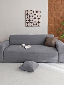 1件装毛绒天鹅绒弹力沙发套，宠物友好，防滑，可机洗不褪色，节日装饰增添氛围，保护沙发，适用于1/2/3/4座沙发，附带防滑贴 - 深灰色 - 查看 6