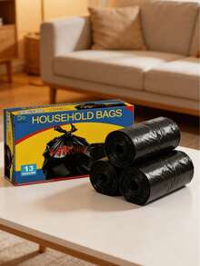 Ultra Strong 13 Gallon Trash Bags, Drawstring Trash Bags – Odorless Trash Bags, Tall Kitchen Trash Bags 13 Gallon Size, Resist Leaks, Punctures, And Rips, Continuous Odor Control, Cleaning Supplies For Kitchen, Bathroom, Bedroom, Office, Hotel, Living Room, Cleaning Supplies, Business Use, Household Waste Disposal, 180 Bags, Black Portable Garbage Bag - Black - 查看 1