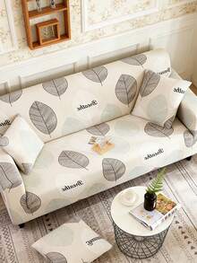 1 bộ bọc ghế sofa co giãn toàn bộ, họa tiết lá cây, kiểu dáng hiện đại, chất liệu polyester, có thể giặt máy, bảo vệ ghế sofa khỏi bụi bẩn. - trắng - Xem 9