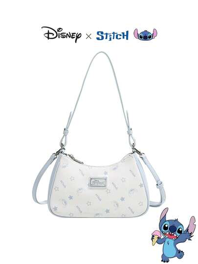 Disney Túi đeo vai in hình Stitch và Charm & Stitch thuộc bộ sưu tập hợp tác thương hiệu được cấp phép chính thức - Túi xách in hình hoạt hình, túi đeo chéo thời trang thường ngày, quà tặng sinh nhật.