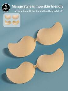 4 piezas de sujetadores invisibles con forma de mango - Sujetador sin tirantes de silicona con efecto push-up para vestidos sin espalda, almohadillas adhesivas transpirables y reutilizables para levantar el busto, amigables con la piel para mujeres - Multicolor - Ver 15