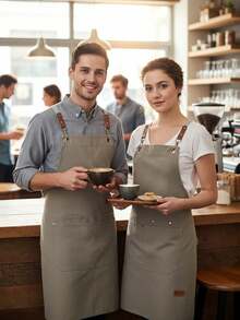 Canvas Waterproof Apron With Pockets - Suitable For Gardening, Painting, Cafes, Restaurants Etc. - Durable Polyester Material, Oil-Resistant Kitchen Workwear - Apron - View 12