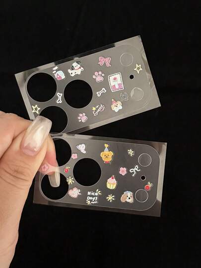 3片装卡通海洋夏季相机镜头保护膜，兼容 17 Pro Max/17 Pro手机壳配件，磨砂透明镜头盖，附赠DIY贴纸，防刮擦相机保护膜，可爱小狗图案