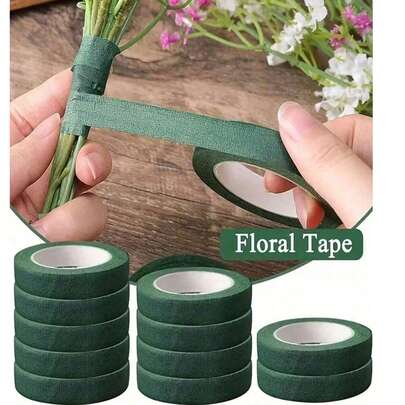 6 Rolls Green Floral Tape, DIY Wedding Bouquet Stem Wrap Material, Suitable For Valentine's Day, Mother's Day, Father's Day Bouquet Packaging, Fresh Flower Floral Decor Adhesive Tape, Wedding Supplies, Floral Tape, Fresh Flower Specific Tape, Florist Adhesive Tape, Bouquet Stem Wrap, Wedding Bouquet Gift Birthday Graduation Ceremony