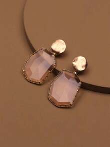 Crystal Drop Earrings - Rượu sâm panh - Xem 4