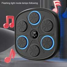 Smart Music Punching Target Improve Cardiorespiratory Fitness Interactive Digital Musical Boxing Machine for Home Indoor - Negro - Ver 2