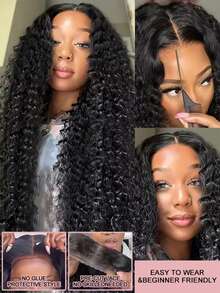 NATAN 30英寸角色扮演蕾丝假发，深波浪柔软发丝，613金色卷发，13h51蕾丝前假发，耐热合成纤维假发，女士款 - 自然色&黑色系 - 查看 10