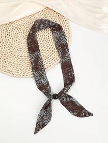 1条复古菱格纹波点真丝围巾/领巾/项链，独特高端设计，百搭春夏配饰，适合女性、海滩、度假、旅行等场合。 - 彩色 - 查看 14