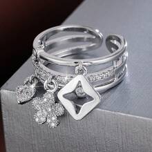 1pc Minimalist Geometric Design Cubic Zirconia Inlaid Adjustable Ring For Women - Multicolor - View 20
