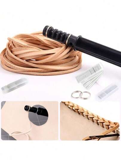 Ferramenta para artesanato com faca de couro e cordão com 3 lâminas, cortador manual de tiras de couro para iniciantes e profissionais, ferramentas para trabalhos manuais em couro e trançado.