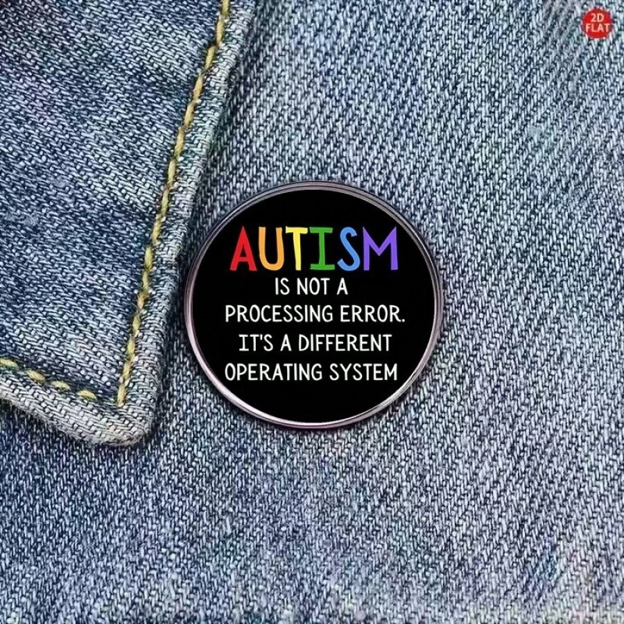 1pc Autism Awareness Enamel Pin, Neurodiversity Inspirational Quote Lapel Pin Brooch Badge For Backpack & Lanyard - A - View 1