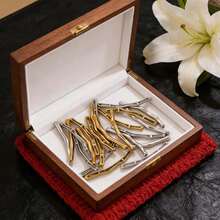 1个304不锈钢金银色不规则波浪形吊坠，简约弯曲棒状饰品，适用于DIY项链首饰制作 - 連接器 - 查看 4