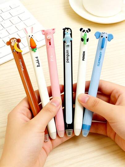 Cute Animal Shaped Erasable Neutral Pen, 0.7mm Fine Tip, Blue Ink, Built-In Eraser, Exam Specific Pen, Study Supplies, Perfect For Note Writing, Preferred For Office And Study Supplies, Ideal Gift For Friends' Birthdays And Holidays, Back To School Writing Tool.