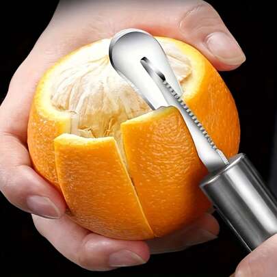 Bộ 2 dụng cụ gọt vỏ cam, dụng cụ gọt vỏ cam chanh bằng thép không gỉ, dụng cụ gọt vỏ chanh đơn giản, tay cầm cong tiện dụng, dao cắt sáng tạo, dụng cụ gọt vỏ cam có tay cầm cong, thích hợp cho trái cây, rau củ, nhà hàng và sử dụng tại nhà - Thiết kế dễ cầm nắm