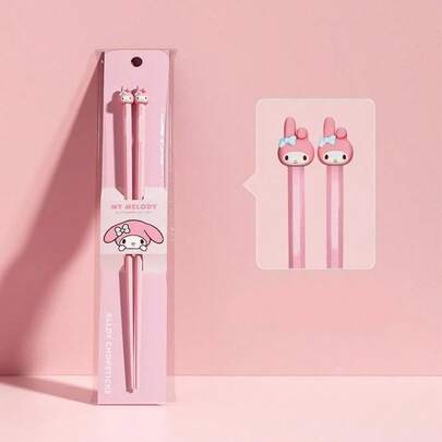  Đũa ăn hợp kim Sanrio Hello Kitty Melody Cinnamoroll KT Cat mới, thích hợp dùng chung bữa ăn, chống trượt, kiểu đôi, quà tặng.