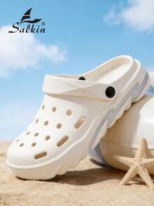 Salkin 新款夏季男士透气拖鞋 - 柔软舒适，轻便速干，后跟稳定带，简约设计，防滑EVA按摩缓震平底，适合日常通勤、休闲、户外、海滩等场合。 - 米色 - 查看 10