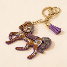 1pc Shiny Horse Keychain, Backpack Accessory Wallet Pendant, Handmade Gift - Brown - View 3