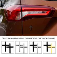 2PCS Metal Jesus Christ Cross Badge Stickers, 2.6"*1.85" Alloy 3D Individual Car Cross Sticker, Self Adhesive Scratch Covering Metal Cross Auto Emblem Decal For Car Body Fender Tail - 4 Pieces (Gold) - View 5