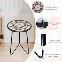 LIFFY - Mesa Auxiliar Redonda de Vidrio y Metal 12 x 12 x 21 Pulgadas Resistente al Clima Ideal para Interiores y Exteriores Mesa Auxiliar Decorativa de Patio y Sala de Estar  527665 - Púrpura - Ver 4