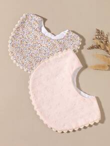 2pcs Baby Bibs, Decorative Bibs For Newborn Girls, Baby Shower Gift - Multicolor - View 2