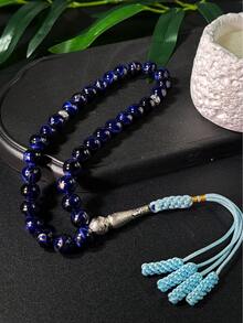 1条穆斯林33珠编织流苏念珠手链，男女通用 - 藍色 - 查看 4