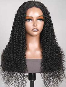 Tóc giả Afro Kinky Curly 4x4 Lace Front, mật độ 180%, ren trong suốt 4x4, tóc dài xoăn tít Remy Human Hair, tóc giả 4x4 Lace Front Closure không cần keo, tạo kiểu gợn sóng tự nhiên, đã được tỉa sẵn với tóc con. - Natural Black - Xem 2