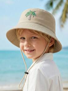 1pc 2-6Y Toddler Boys' Coconut Tree Bucket Hat, Cute Summer Sun Hat, Lightweight Quick Dry Soft Material, One Size Fits Most, Washable For Beach, Outdoor Play, Camping - 1PC - View 5