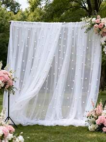 1 tấm vải organza trắng ngọc trai mỏng nhẹ đính ngọc trai, rèm bán trong suốt dùng làm phông nền đám cưới, trang trí váy cưới, trang trí tiệc, phông nền chụp ảnh, khăn trải bàn, biểu ngữ, gói quà, vải tuyn thêu ngọc trai thanh lịch, thích hợp cho các dự án thủ công DIY, trang trí lễ cưới, tiệc mừng em bé, trang trí nhà cửa, phông nền sự kiện. - Nhiều màu - Xem 1