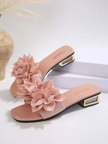 Giày sandal đế bằng mũi vuông kiểu hoa sen thời trang mới dành cho nữ cỡ lớn, kiểu dáng đơn giản, thoải mái và đa năng, thích hợp cho hoạt động ngoài trời, du lịch, đi biển, mùa hè. - Hồng - Xem 6