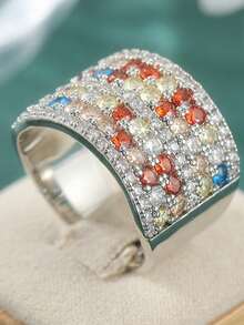 Fashionable Wide Band Ring, Suitable For Women To Wear As Decorative Wedding Band, Features Bohemian Beach Style Accessory. Ideal For Daily Wear, Festivals And Various Occasions, A Great Gift For Ladies. - Silver - View 12