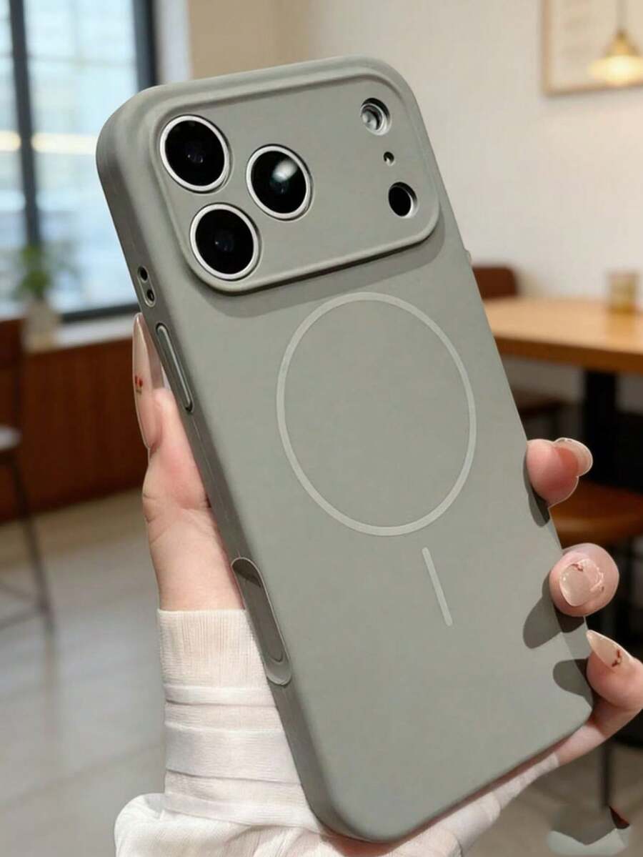 1 ốp lưng điện thoại silicon lỏng mờ tối giản có nam châm, tương thích với iPhone 17 AIR 16 15 14 13 12 Pro Max Plus, hỗ trợ sạc không dây. - Xám - Xem 1