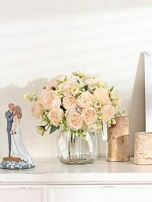 3pcs Champagne Artificial Peony Flowers, Lifelike Fake Peony Bouquet With Stems, Suitable For Wedding Bridal Bouquet, Home Decor, Party And DIY Floral Arrangement, Non-Fading, Ideal For Spring/Summer Mother's Day Gift - Multicolor - View 3