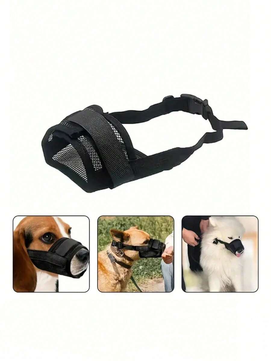 Focinheira ajustável e respirável para cães, instalação rápida, máscara macia anti-mordida e anti-latido para animais de estimação. - Multicolorido - Ver 1