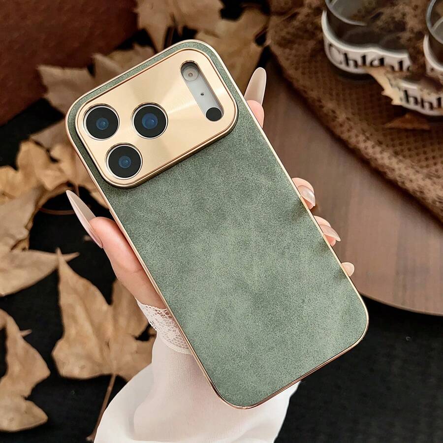 Ốp điện thoại giả lông thú mạ điện cao cấp, tương thích với iPhone 17 Air 16 Pro Max 16 15 14 13 12 Pro Max 11, có nắp bảo vệ ống kính camera mạ điện. - màu xanh lá - Xem 1