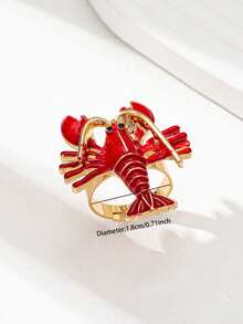 1 chiếc nhẫn hình tôm hùm tráng men, nhẫn hình tôm hùm chủ đề biển cả, trang sức nữ thích hợp cho kỳ nghỉ, tiệc bãi biển, đeo hàng ngày. - Vòng tôm càng đỏ - Xem 3