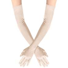 21-Inch Satin Elbow Length Gloves, 1920s Vintage Style Evening Gloves For Women - Black - View 14