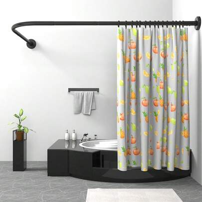 2026 Exclusive New:Curtain Rail L Shape, Stainless Steel Shower Rail, 75x170 Adjustable Shower Pole With Stainless Rings, Hanging Shower Curtain Pole Bathroom Locker Room, Need Drilling