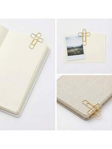 50 piezas de clips de papel con forma de corazón dorado, suministros para el estudio de la Biblia, clips de papel versátiles para marcadores de libros, clips para diarios, regalos para maestros - cruz - Ver 4