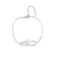 1 chiếc vòng tay hình trái tim đơn giản, thời trang, bằng thép không gỉ mạ vàng bạc, kiểu dáng dây xích môi dành cho nữ. - ghim - Xem 4