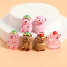 50/100pcs Mini Capybara Decorations, Suitable For Dollhouse, Handicrafts, Miniature Realistic Capybara, Applicable To Fairy Garden, Dollhouse Miniature Landscape Decor - Multicolor - View 5