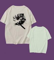 Camiseta Gato Smoks Qualidade Premium Drop Exclusivo Pet Animais Meme Conforto Versátil Geek Floral Rock Anime Personalizada Oversized Gola Redonda DTF Lançamento 2026 Tamanhos grandes - Off - Visão 3