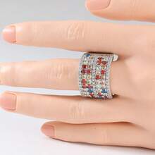 Fashionable Wide Band Ring, Suitable For Women To Wear As Decorative Wedding Band, Features Bohemian Beach Style Accessory. Ideal For Daily Wear, Festivals And Various Occasions, A Great Gift For Ladies. - Silver - View 2